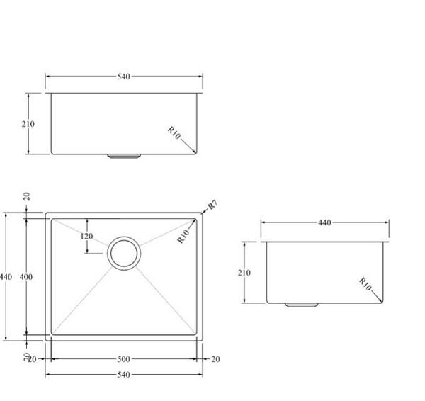 Aspen PVD 500mm Single Kitchen Sink - Gun Metal