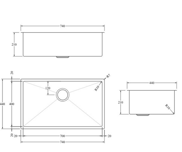 Aspen PVD 700mm Single Kitchen Sink - Brushed Brass