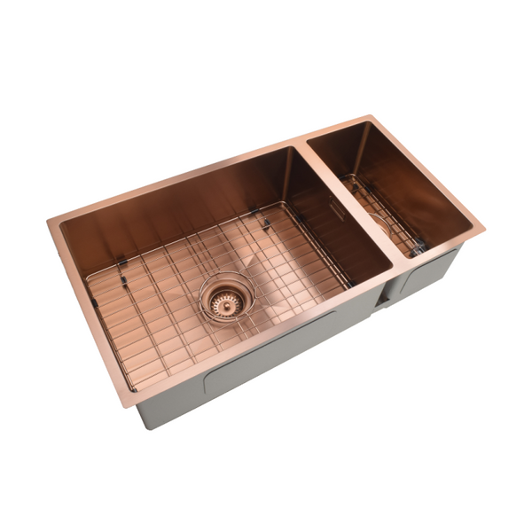 Aspen PVD 550/200mm Dual Kitchen Sink - Brushed Copper