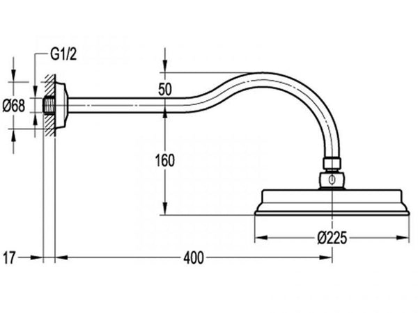 Liberty Rain Shower with Wall Arm - Aged Iron