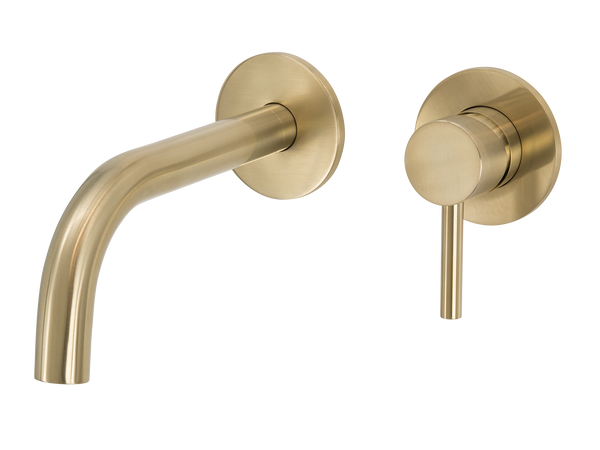 Scarab Wall Mount Basin Mixer Brushed Gold-Basin Mixer-Contemporary Tapware