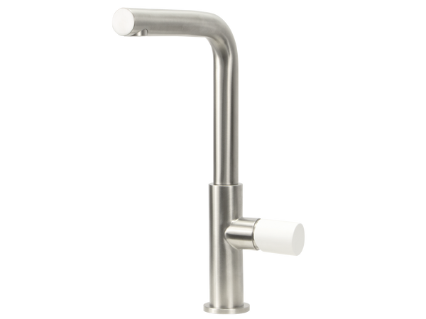 Urban Minimalist Mixer Brushed Stainless Steel White-Kitchen Mixer-Contemporary Tapware