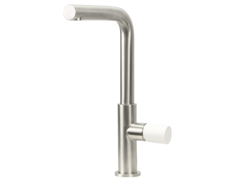 Urban Minimalist Mixer Brushed Stainless Steel White-Kitchen Mixer-Contemporary Tapware