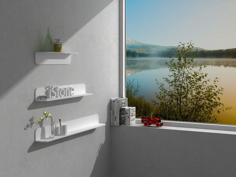 iStone flippable 600mm glossy white shelf-Shower Shelf-Contemporary Tapware