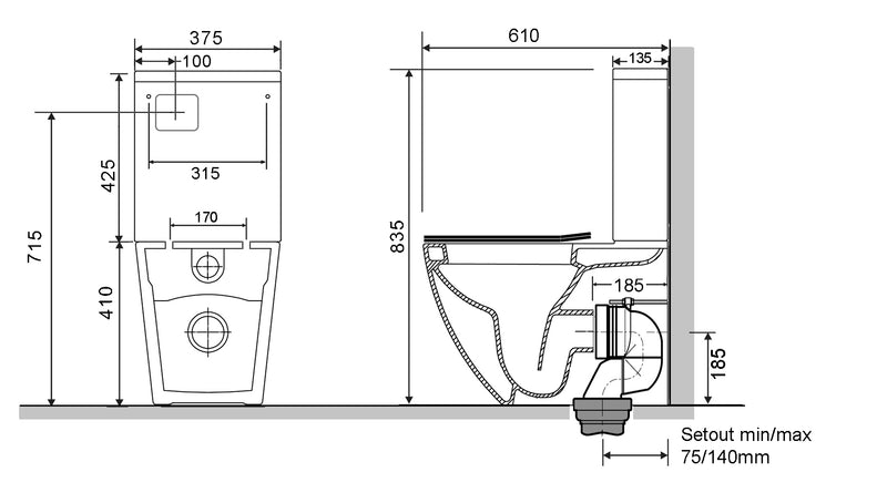 Luci2 Toilet Suite Slim Seat-Toilet-Contemporary Tapware