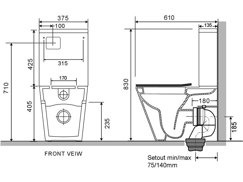 Vivo Toilet Suite Slim Seat-Toilet-Contemporary Tapware