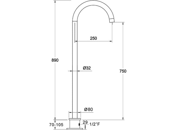 Carbon Floor Mount Bath Spout-Bath Spout-Contemporary Tapware