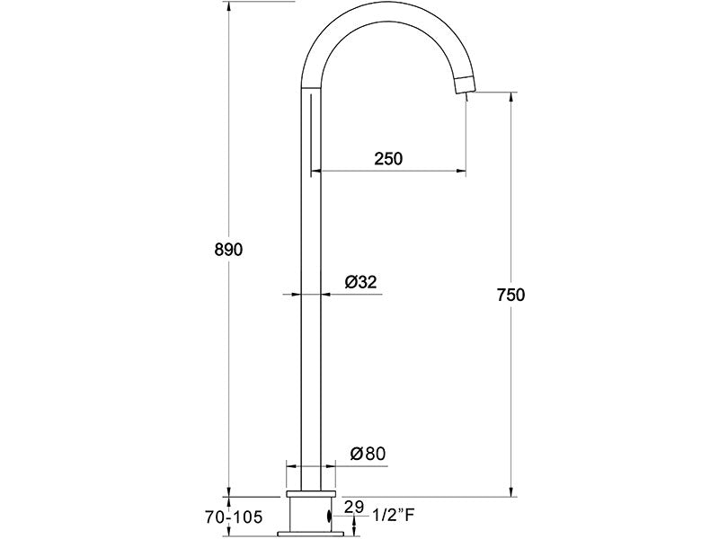 Carbon Floor Mount Bath Spout-Bath Spout-Contemporary Tapware