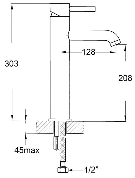 Carbon Tall Basin Mixer Black-Basin Mixer-Contemporary Tapware