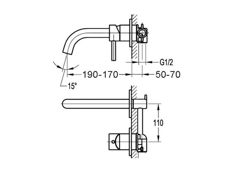 Carbon Wall Mount Basin Mixer Black-Basin Mixer-Contemporary Tapware