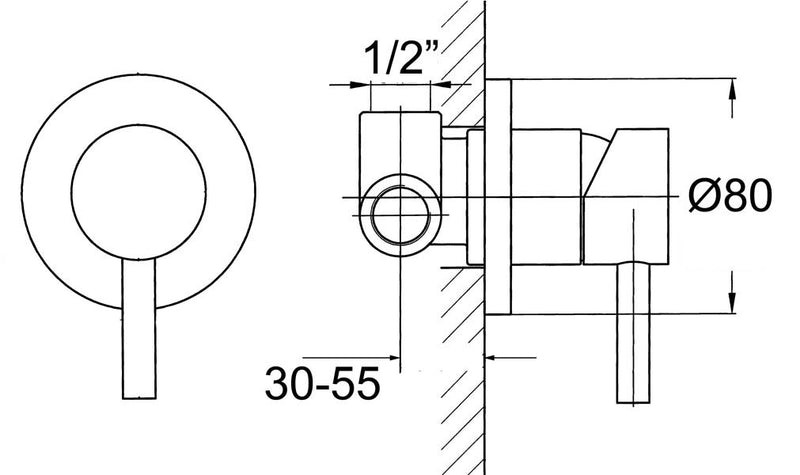 Carbon Round Shower or Bath Mixer Black-Shower / Bath Mixer-Contemporary Tapware