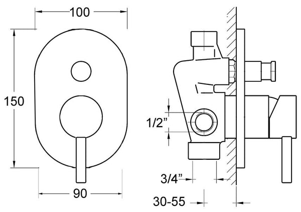 Elisa Oval Shower Divert Mixer-Shower Mixer-Contemporary Tapware