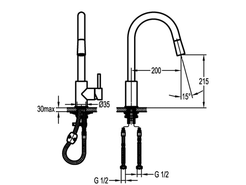 Elisa Kitchen Gooseneck Extractable Mixer-Kitchen Mixer-Contemporary Tapware