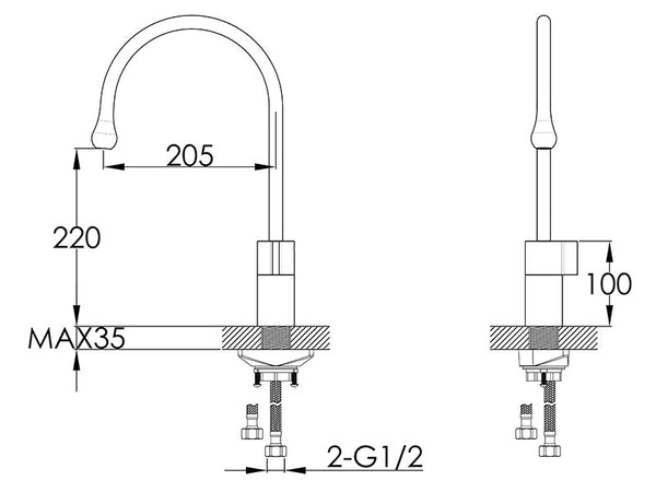 Orbit Gooseneck Chrome Kitchen Mixer-Kitchen Mixer-Contemporary Tapware