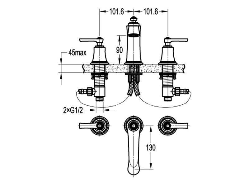 Liberty 3 Hole Basin Mixer-Basin Mixer-Contemporary Tapware