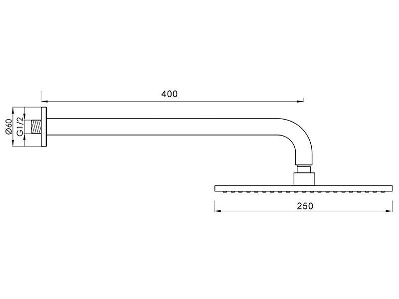 Loft Rain Shower with Wall Arm Chrome-Shower Head-Contemporary Tapware