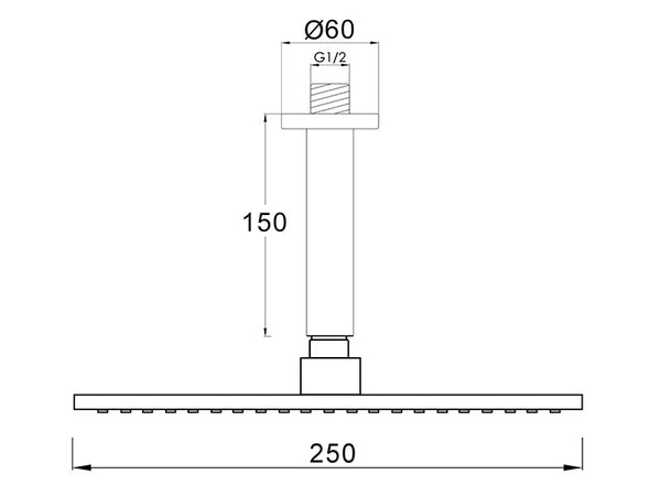 Loft Rain Shower with Ceiling Arm Chrome-Shower Head-Contemporary Tapware