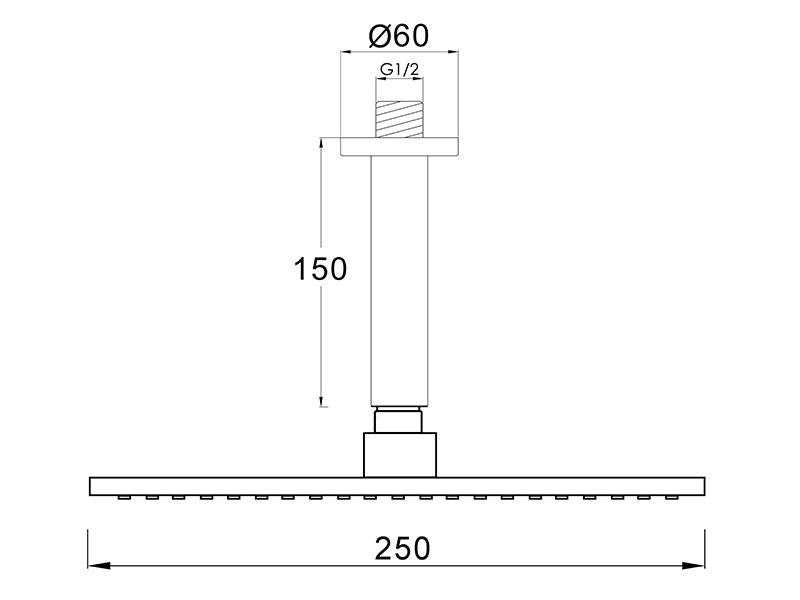 Loft Rain Shower with Ceiling Arm Chrome-Shower Head-Contemporary Tapware