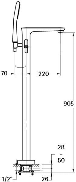 Modern Floor Mount Bath Mixer and Shower Set-Shower / Bath Mixer-Contemporary Tapware