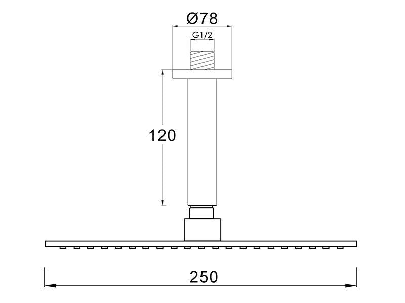 Urban Rain Shower with Ceiling Arm Brushed Stainless Steel-Shower Head-Contemporary Tapware