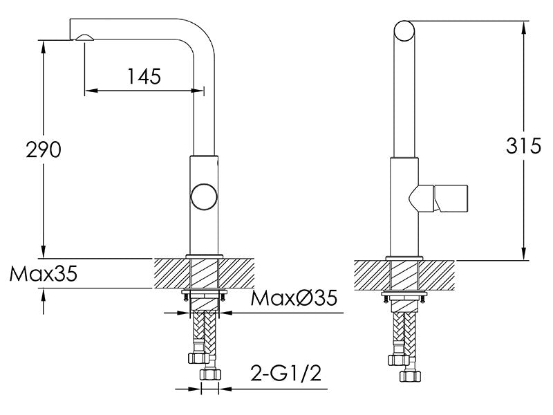 Urban Minimalist Mixer Brushed Stainless Steel-Kitchen Mixer-Contemporary Tapware