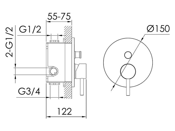 Urban Shower Divert Mixer Brushed Stainless Steel-Shower Mixer-Contemporary Tapware