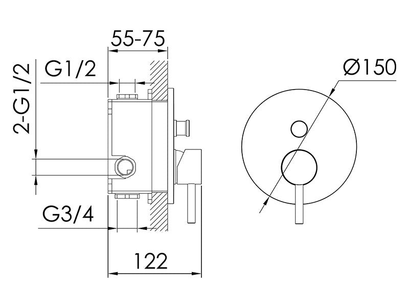 Urban Shower Divert Mixer Brushed Stainless Steel-Shower Mixer-Contemporary Tapware