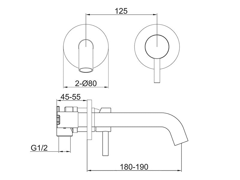 Urban Wall Mount Basin Mixer Brushed Stainless Steel-Basin Mixer-Contemporary Tapware