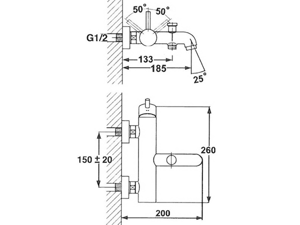 Elisa Wall Mount Bath Mixer and Shower Set-Shower / Bath Mixer-Contemporary Tapware