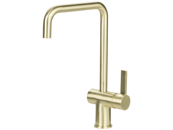 Urban Gooseneck Brushed Gold Kitchen Mixer-Kitchen Mixer-Contemporary Tapware