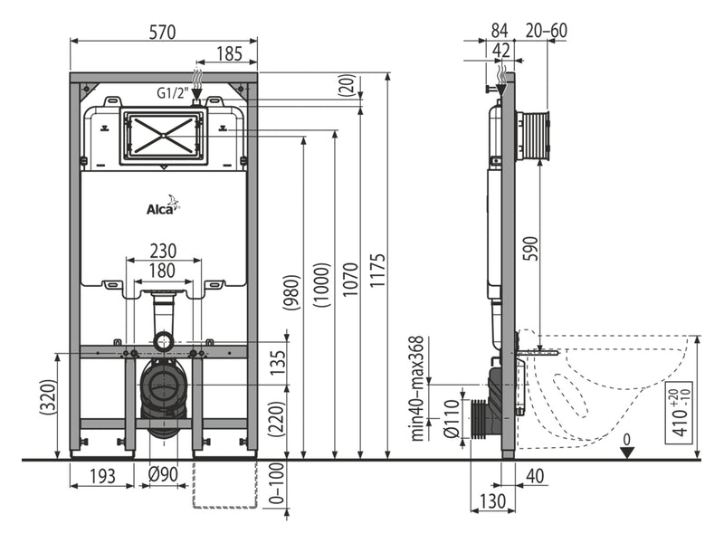 Alcaplast full frame cistern + white faceplate-Toilet Faceplate-Contemporary Tapware