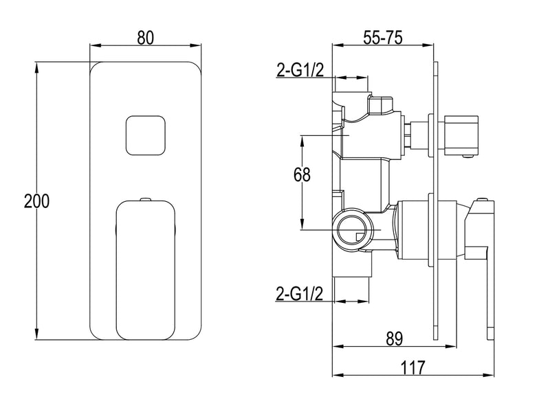 Flint Shower Divert Mixer Gun Metal-Shower Mixer-Contemporary Tapware