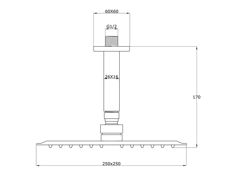 Flint Rain Shower With Ceiling Arm-Shower Head-Contemporary Tapware