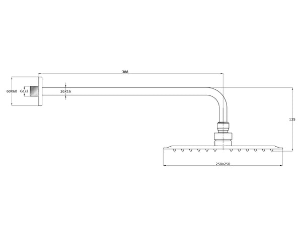 Flint Rain Shower With Wall Arm-Shower Head-Contemporary Tapware