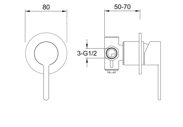 Loft Shower or Bath Mixer Gun Metal (small faceplate)-Shower / Bath Mixer-Contemporary Tapware