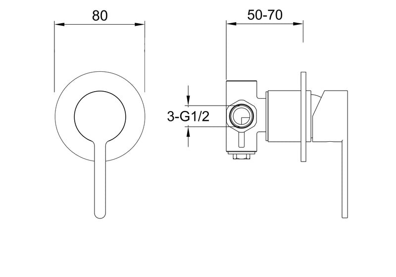 Loft Shower or Bath Mixer Gun Metal (small faceplate)-Shower / Bath Mixer-Contemporary Tapware