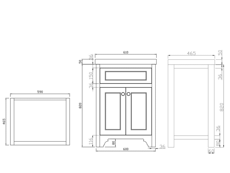 Kzoao 600mm grey England freestanding vanity-Vanity-Contemporary Tapware