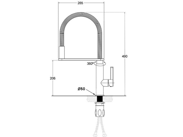 Flex Gooseneck Extractable Kitchen Mixer-Kitchen Mixer-Contemporary Tapware