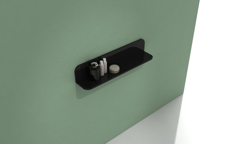 iStone flippable 600mm glossy black shelf-Shower Shelf-Contemporary Tapware