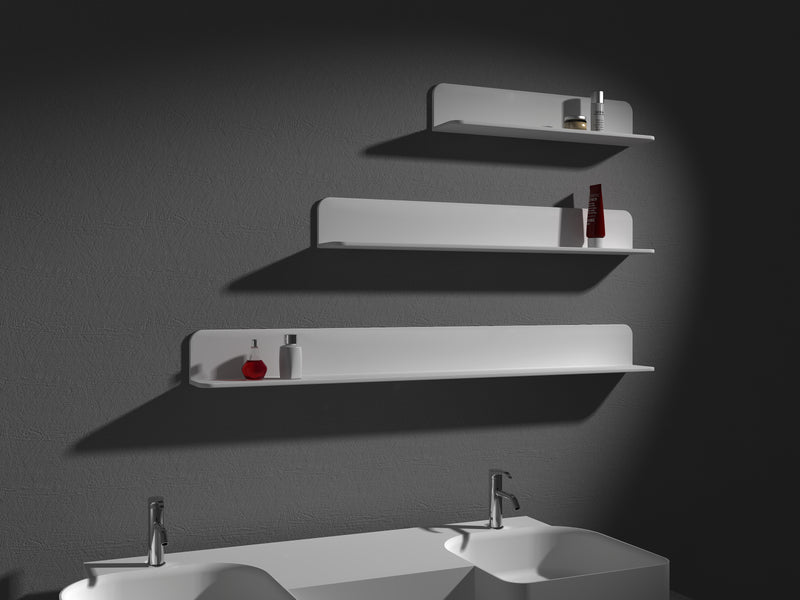 iStone flippable 600mm glossy white shelf-Shower Shelf-Contemporary Tapware