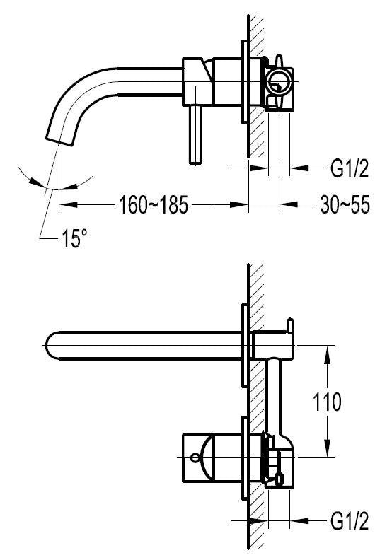 Elisa Wall Mount Basin Mixer-Basin Mixer-Contemporary Tapware